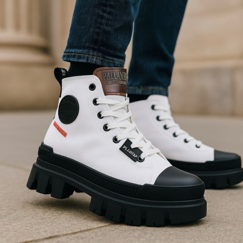 Palladium Revolt Hi TX Women’s White and Black High-Top Sneakers - Picture 9 of 9
